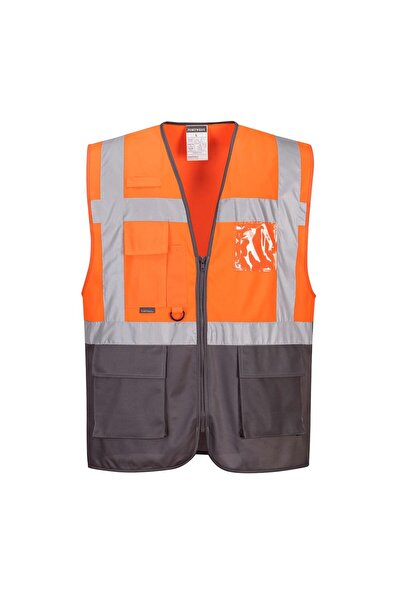 PORTWEST C476 سترة تنفيذية عاكسة باللون البرتقالي والكحلي من وارسو