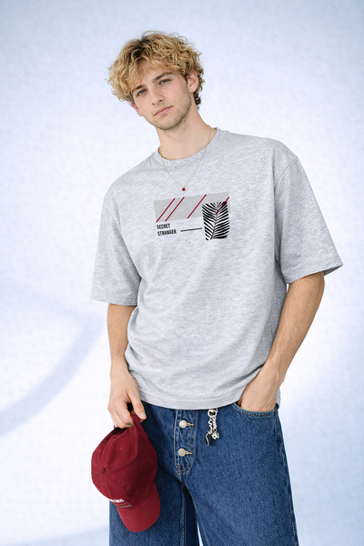 caddekombin Tricou gri pentru bărbați, cu imprimeu minimalist cu palmieri și ...