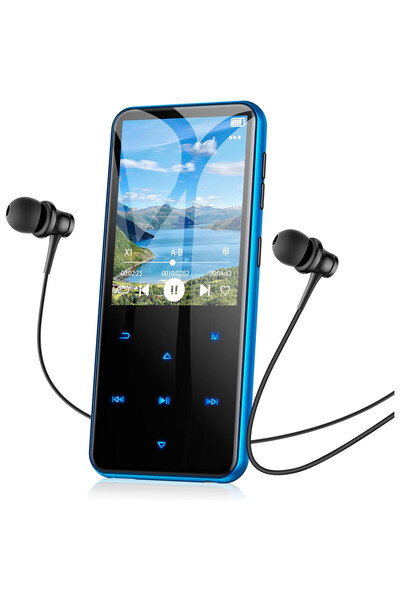 AGPTEK Player MP3 Agptek, 64 GB, Bluetooth 5.3, ecran 2.4 inch, albastru, set...