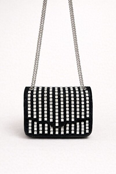 ZERVA QUEEN Imported Black Stone Embroidered Women's Evening Dress Bag |   Sp...