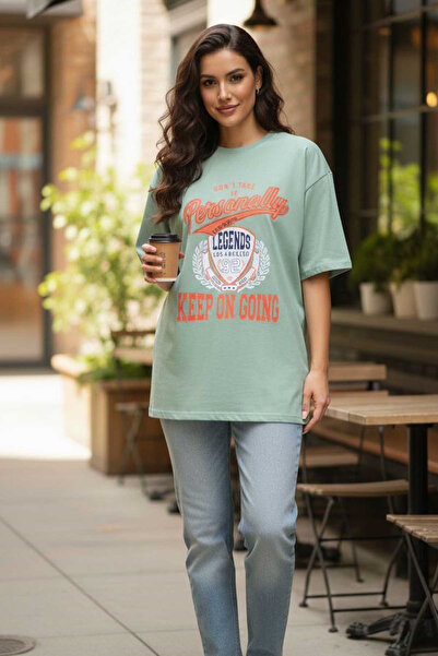 Swana Γυναικείο μπλουζάκι με στάμπα, oversized, κατάλληλο για καθημερινή χρήσ...