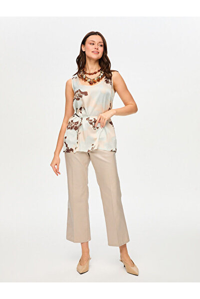 Faik Sönmez Beli Kuşaklı Yuvarlak Yaka Çiçek Desen Atlet S26ATL023