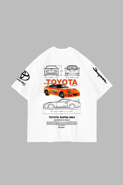 Sekizbiraltı Masterpiece on Wheels Printed Oversize Unisex White Tshirt