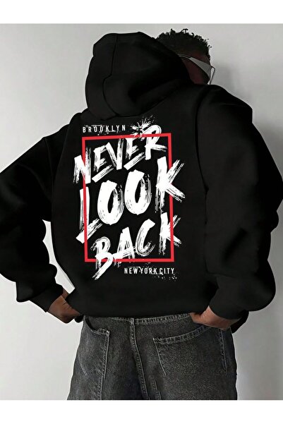 ship master Never Look Back Printed Oversize Unisex Hoodie, 100% Cotton 3 Thr...