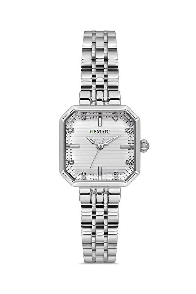 DEMARİ Women's Wristwatch Quartz Movement – Silver Strap Striped White Dial S...