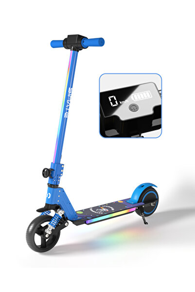 SIMATE Çocuk Elektrikli Scooter 130W – LED, Amortisörlü (Dizlik&Dirseklik Hed...
