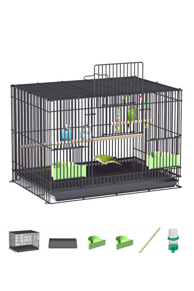 KidLe قفص طيور معدني محمول، قفص ببغاء، قفص حمام مع أوعية طعام لـ 3-4 طيور