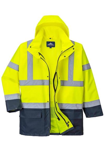 PORTWEST S766 5-in-1 Hi-Vis Yüksek Görünürlüklü 300D Oxford %100 Polyester Ku...
