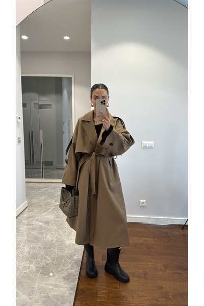 sinemkivanc co KUŞAKLI OVERSİZE TRENÇKOT