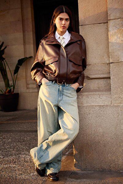 Bershka Süper geniş paça düşük bel jean