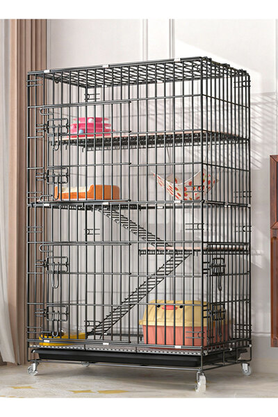 KidLe قفص كبير للقطط مكون من 4 طبقات للاستخدام الداخلي، يتسع من 1 إلى 4 قطط