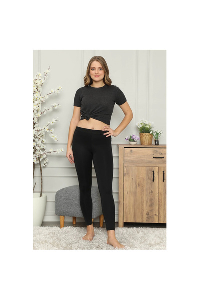 Narnuga Mi̇ray- Micro Jardonlu Thick Black Tights Black