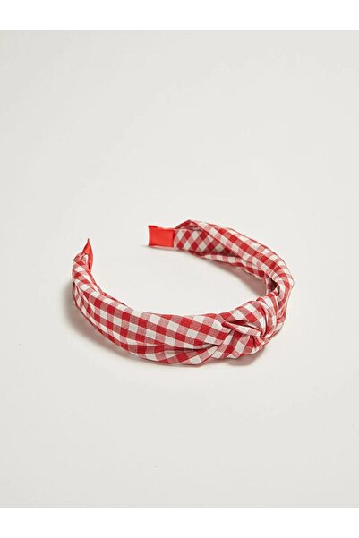 LUSSOS VİTA تاج شعر من القماش الأحمر والأبيض بتصميم فيونكة - تاج نسائي يومي