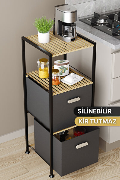 Bino 3 Katlı Çok Amaçlı 2 Çekmeceli Mutfak Organizeri Çekmeceli Düzenleyici Dolap Mutfak Rafı