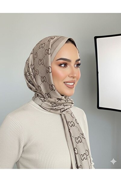 sevimiascarf g desen çift taraflı kaşmir ipek şal - kahverengi