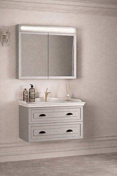 Gold Ban-yom BIANCA 80 ANTRASİT MDF Banyo Mobilyası Seti