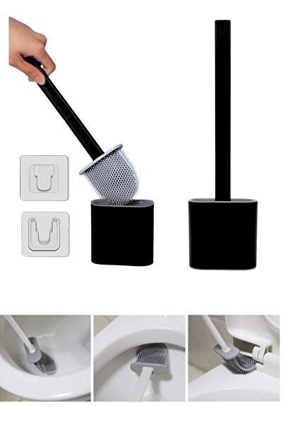 HAMMERKRAFT Hijyenik Su Tutmayan Silikon Tuvalet Fırçası Yapışkanlı Duvara Mo...