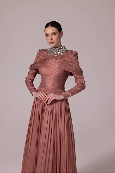 Hanımefendi Giyim فستان سهرة Dr منسدل ifon مطرز بحجر اللؤلؤ