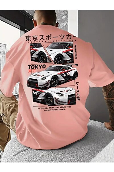 AZIZI TEKSTIL Unisex Oversize Tokyo Printed Short Sleeve T-Shirt