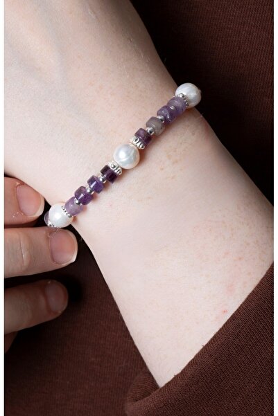 OSMANLI DOĞAL TAŞ Certified Amethyst, Pearl, and Silver Apparatus Natural Sto...