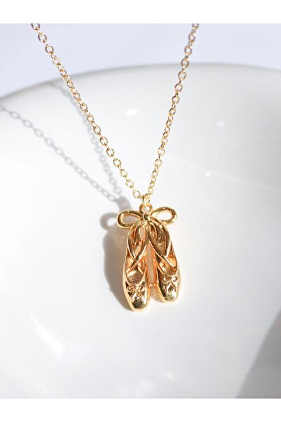 Reorah Collection Ballerina Shoe Necklace - Gold Color