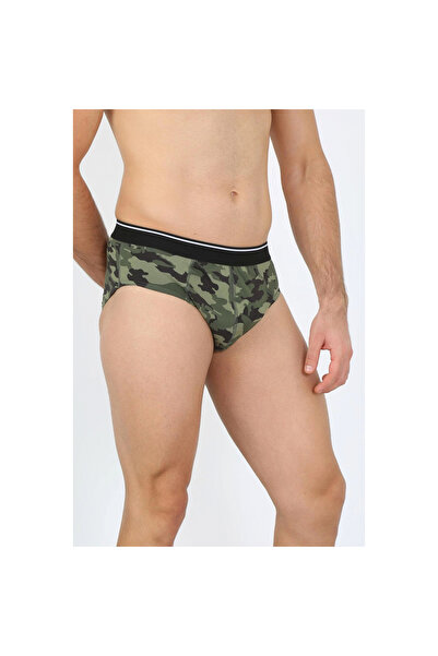 Narnuga MİRAY- سروال داخلي رجالي من القطن المزخرف بالليكرا باللون الكاكي