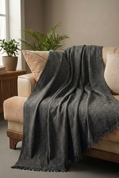 Valmia Home Sofa Cover / Herringbone Patterned Tufted Cotton / Tv Blanket - S...