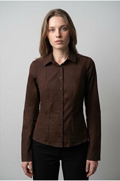 Madmext Brown Slim Fit Women's Shirt Mg2659