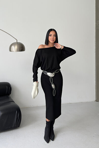 Sorridi Kayık Yaka One Shoulder Midi Dress