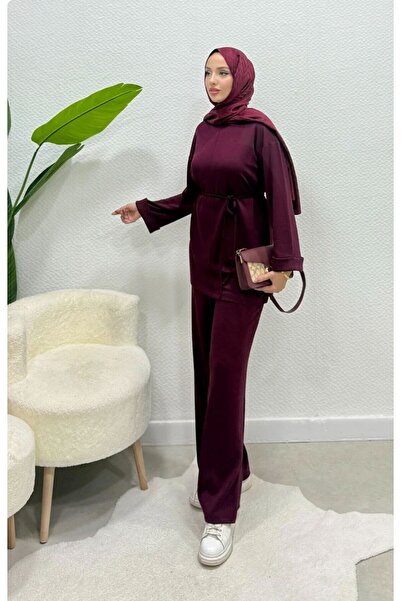 Elit Women's Islamic Clothing Modal Fabric Tie-Strap Detailed Crew Neck Top a...