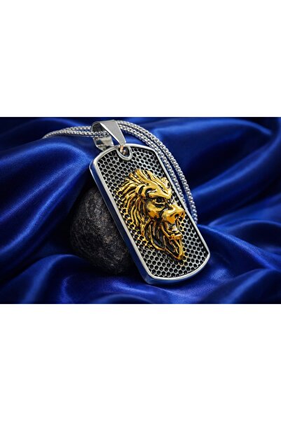 voyageaccessory Gold Silver Color Stainless Steel Men's King Lion Pendant wit...