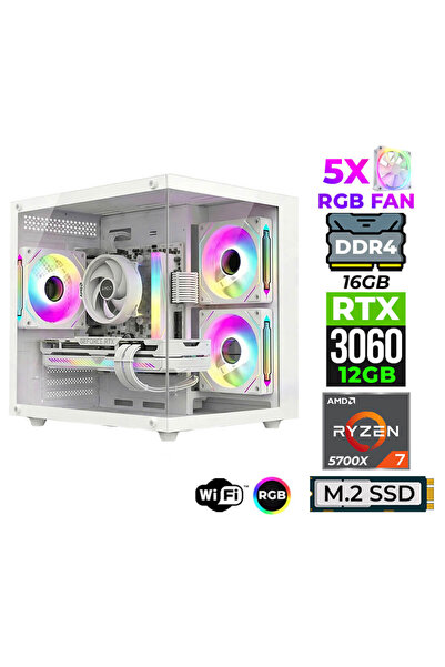 XASER Mage x100 Ryzen 7 5700x 16GB Ram 512GB M.2 NVMe SSD 12GB RTX3060 Oyuncu...