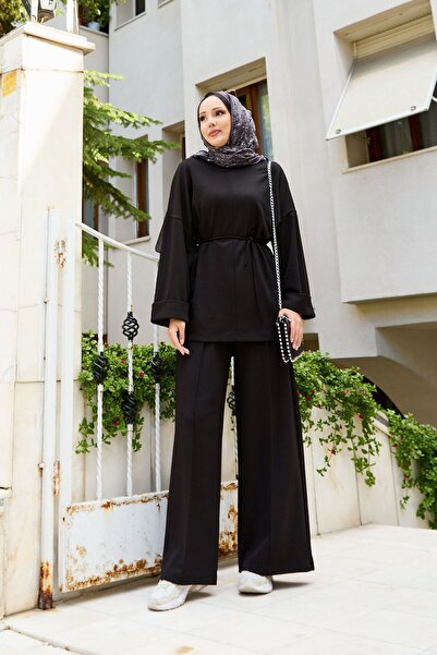 Elit Women's Islamic Clothing Modal Fabric Tie-Strap Detailed Crew Neck Top a...