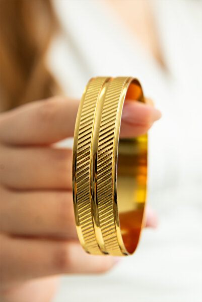 VİYANGOLD 22 AYAR ALTIN KAPLAMA 1.5 CM ÇAPRAZ ZEMİNLİ MODEL