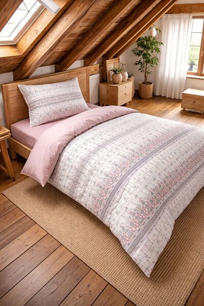 MYSTORY HOME COLLECTION Single Person Elastic Sheet Duvet Cover Set Powder