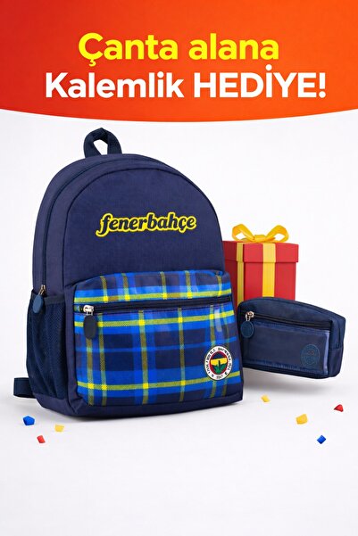Fenerbahçe Blue Plaid Bag and Dual Compartment Storage Bag with Gift