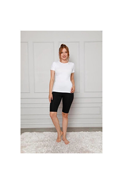 Narnuga Mi̇ray- Combed Cotton Lycra Above Knee Leggings Black