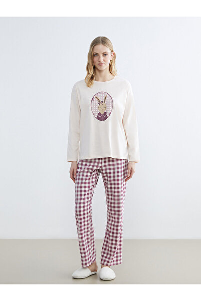 LC Waikiki Σετ γυναικεία πιτζάμα Özmarka New Season Crew Neck με τύπωμα