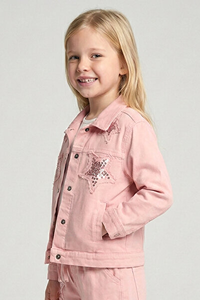 Dmb Jachetă din denim brodată cu paiete stea pentru fete