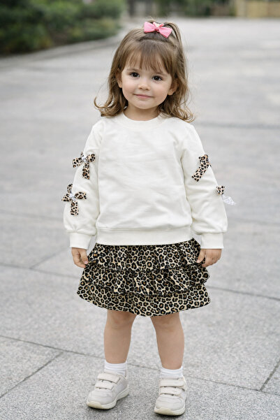 SANTRALBEBE Costum cu fustă sezonieră stratificată cu imprimeu leopard pentru...