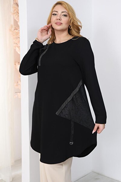 Siyezen Plus Size Stone Embroidered Tunic Blouse