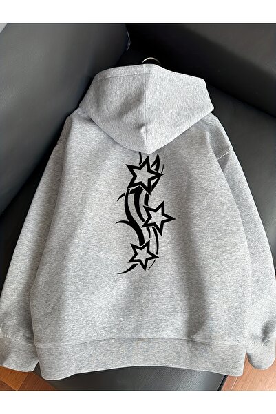 Deocept Унисекс блуза с качулка, джоб тип кенгуру, свободна кройка и големи р...