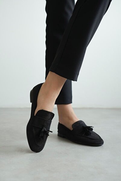 GOFFSHOES Balerini cu ciucuri cu talpă plată Boos pentru femei - piele intoar...