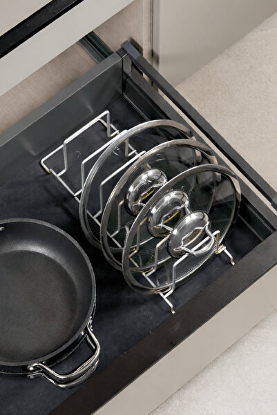 Edora Home Silver Kitchen Drawer Pan Pot Organizer – Space-Saving Sorter
