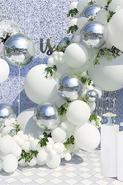 Generic 125pcs Premium Party White Silver Balloons Set 5/10/12/18 Inch Sizes ...