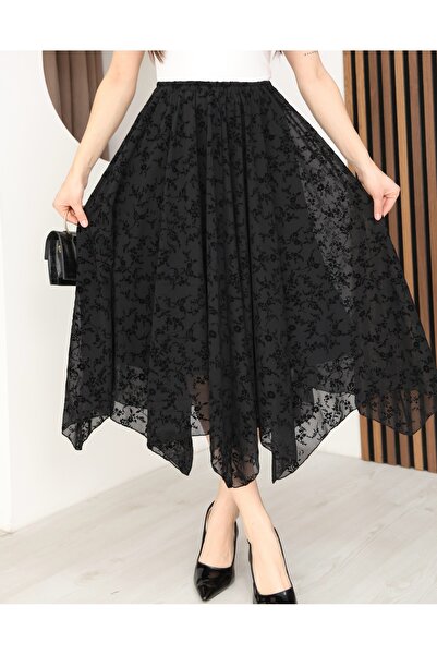 VESS MODA Women's Lace Fabric Lined Skirt