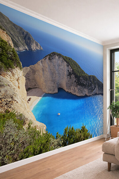 dreamwall Navagio Sahili Manzaralı - Ofis ve Kafe İçin Deniz Temalı Tek Parça...