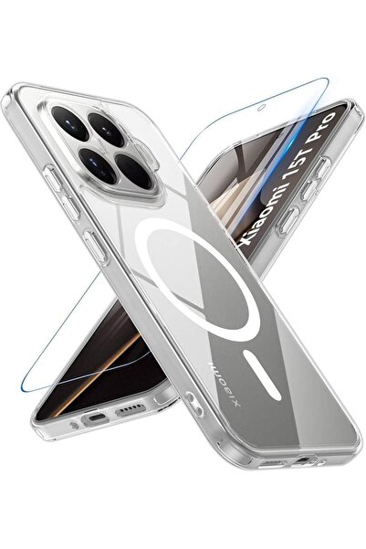 Noppax Mi 15T Pro uyumlu mika magsafe özellikli şeffaf sararmaz lüx sert kılı...