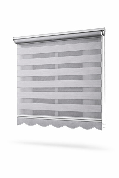 destello by tk GRİ RENK ETEK DİLİMLİ ZEBRA STOR PERDE İTHAL KUMAŞ