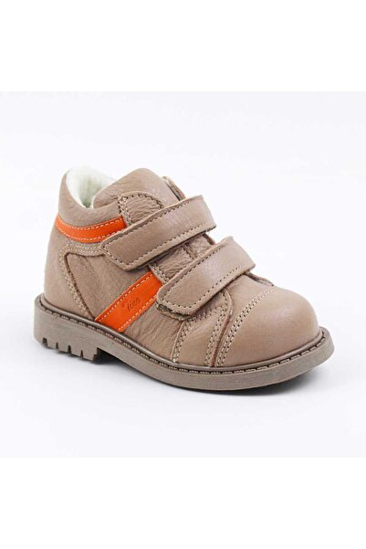 tino Padded boots for children, made of natural leather 3237-BEIGE/ORANGE/4